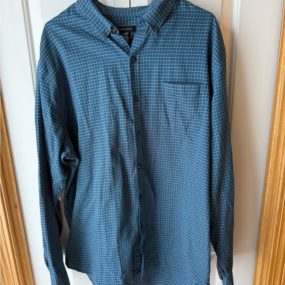 Van Heusen Blue Checkered Long Sleeve Shirt